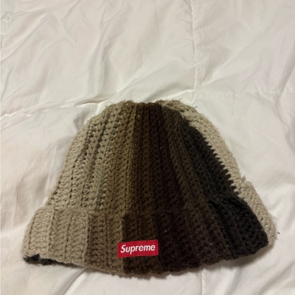 Supreme Brown and Cream Knit Beanie - Picture 2 of 4